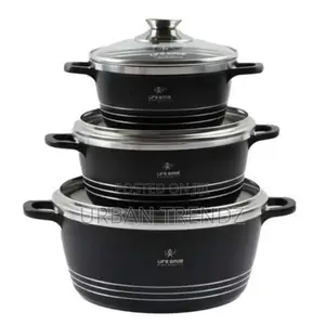 Life Smile 3 Pieces of Non Stick Serving Saucepans Cookware