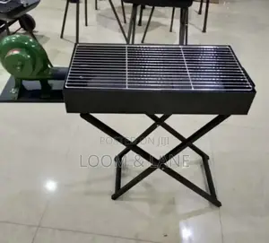 Metallic Portable Folding Charcoal Barbecue Grill