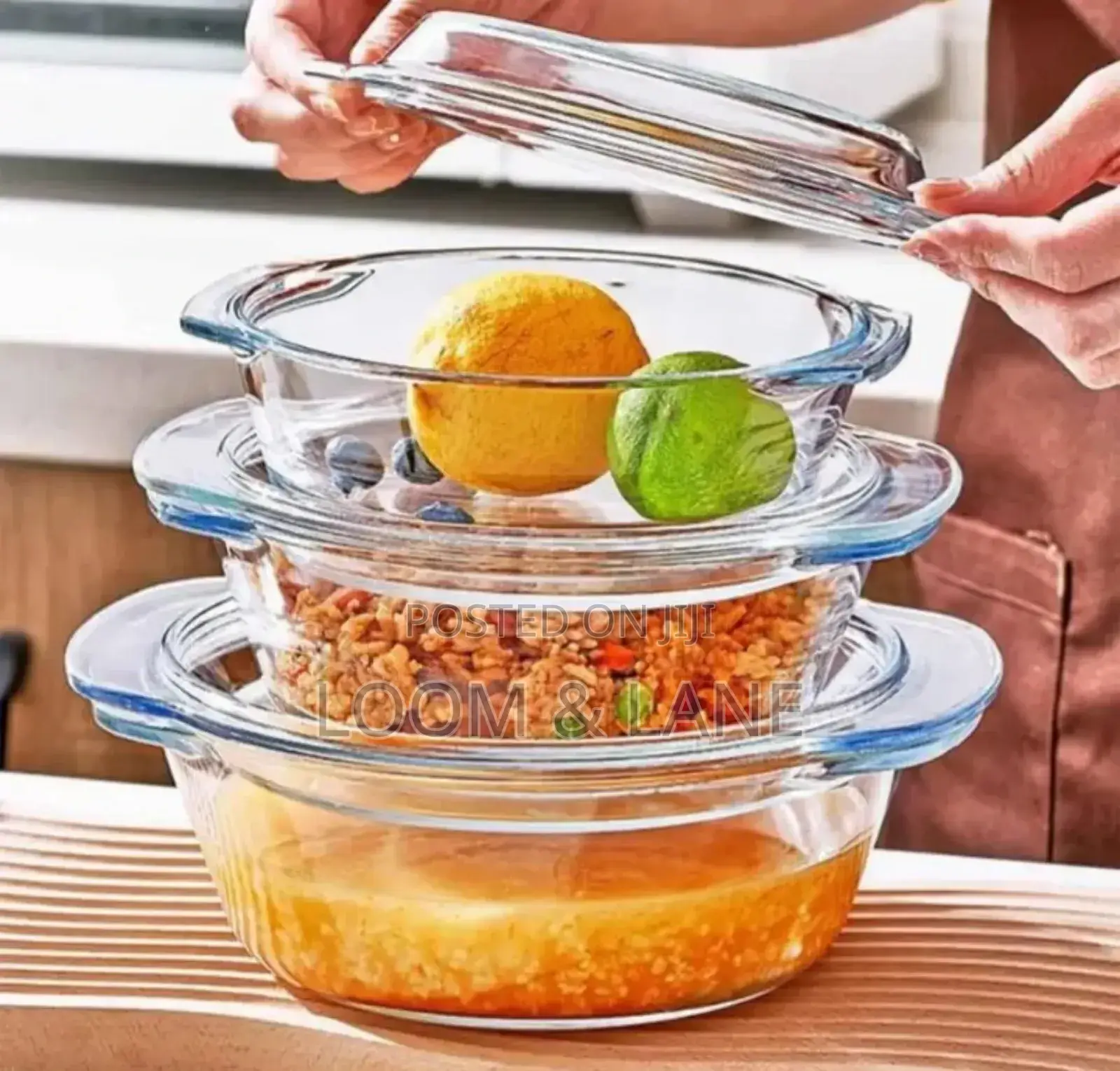 3pcs Transparent Glass Serving Bowls