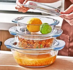 3pcs Transparent Glass Serving Bowls