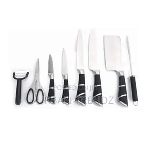 9 PCS Kitchen Knife Set With 360° Rotating Acrylic Stand