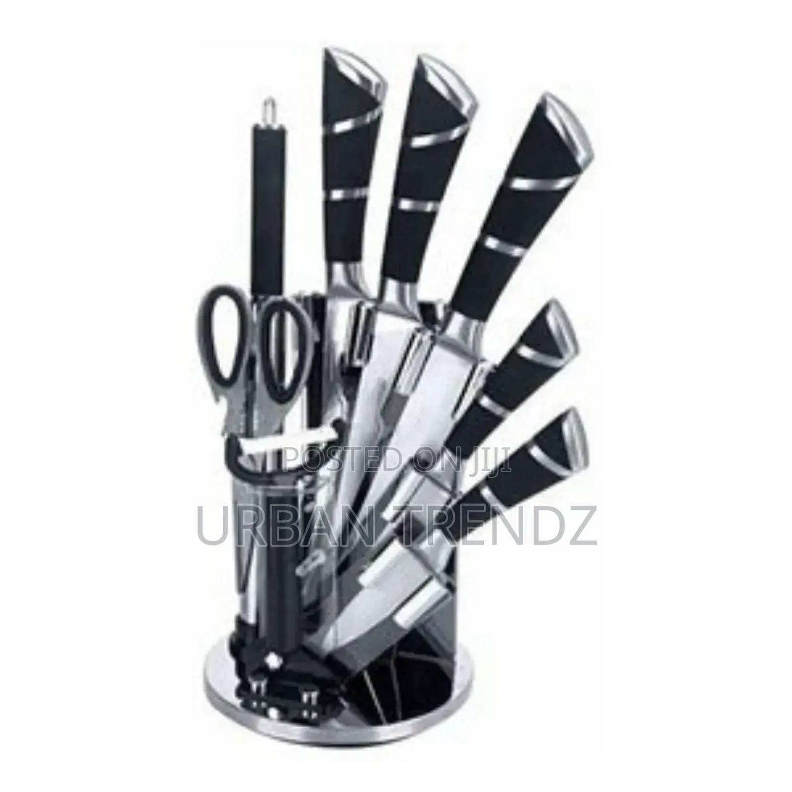9 PCS Kitchen Knife Set With 360° Rotating Acrylic Stand