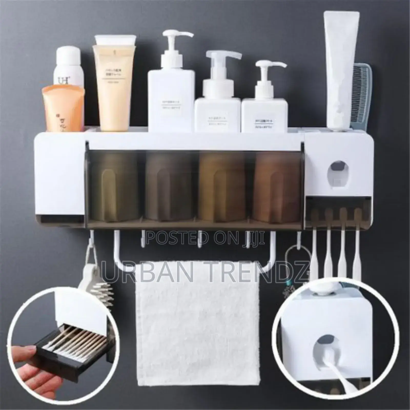 4 Cup Wall-mounted Toothpaste Dispenser, Toothbrush .