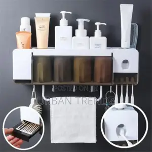 4 Cup Wall-mounted Toothpaste Dispenser, Toothbrush .