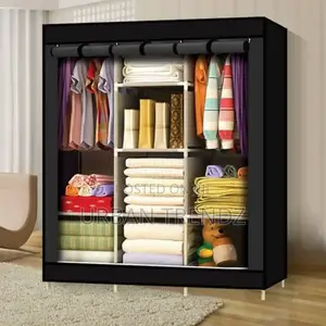 3 Column Cloth Frame Portable Wardrobe Storage - Multicolor