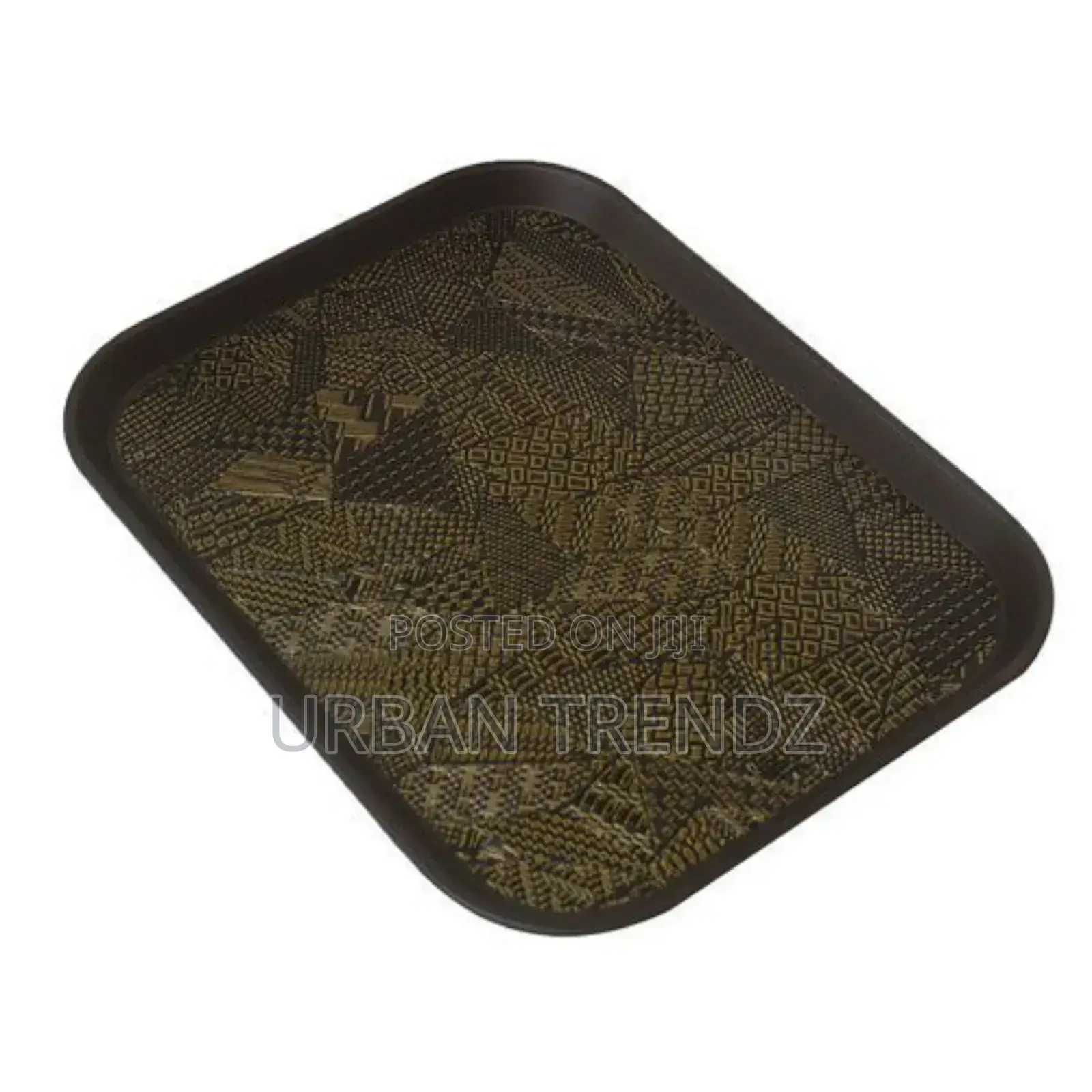 3 Piece Non Slide Rubber Serving Trays-Black.