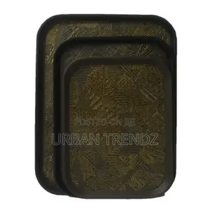 3 Piece Non Slide Rubber Serving Trays-Black.