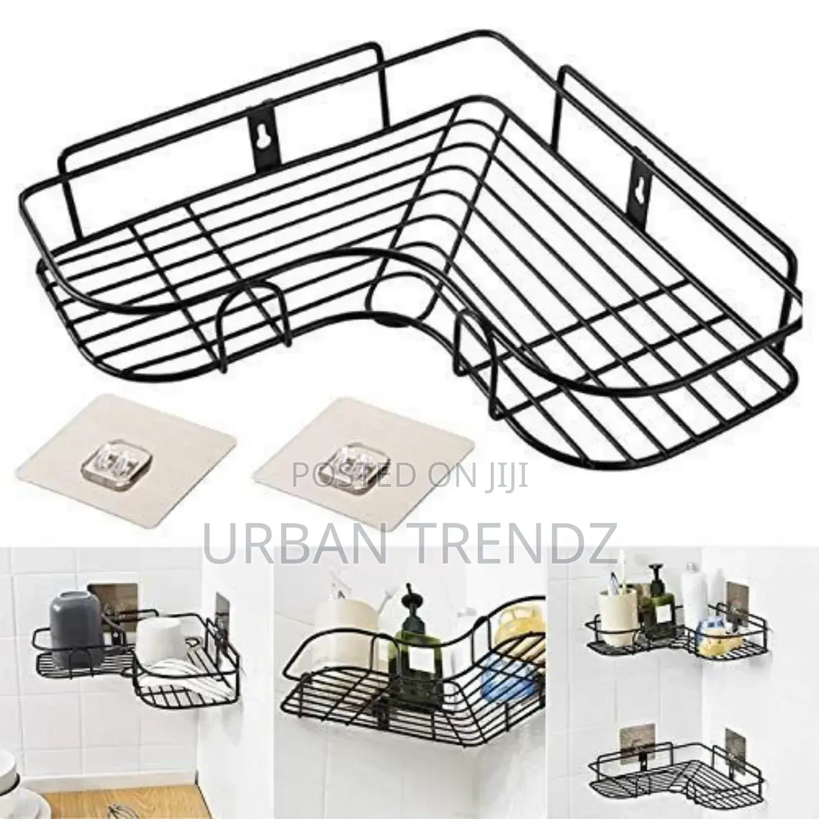 Self-Adhesive Metal Bathroom Kitchen Corner Rack Storage