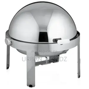 Stainless Steel Round Dish Roll Top Food Buffet Warmer