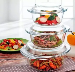 Set of 6 PCS Round Tempered Glass Casserole Dish With Lids