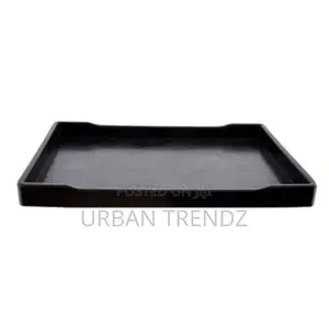 3 Pieces of Melamine Dinner Serving Trays Platters-Black.
