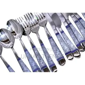 24 Piece Blue Flower Dinner Cutlery (Forks,Spoons Knives)