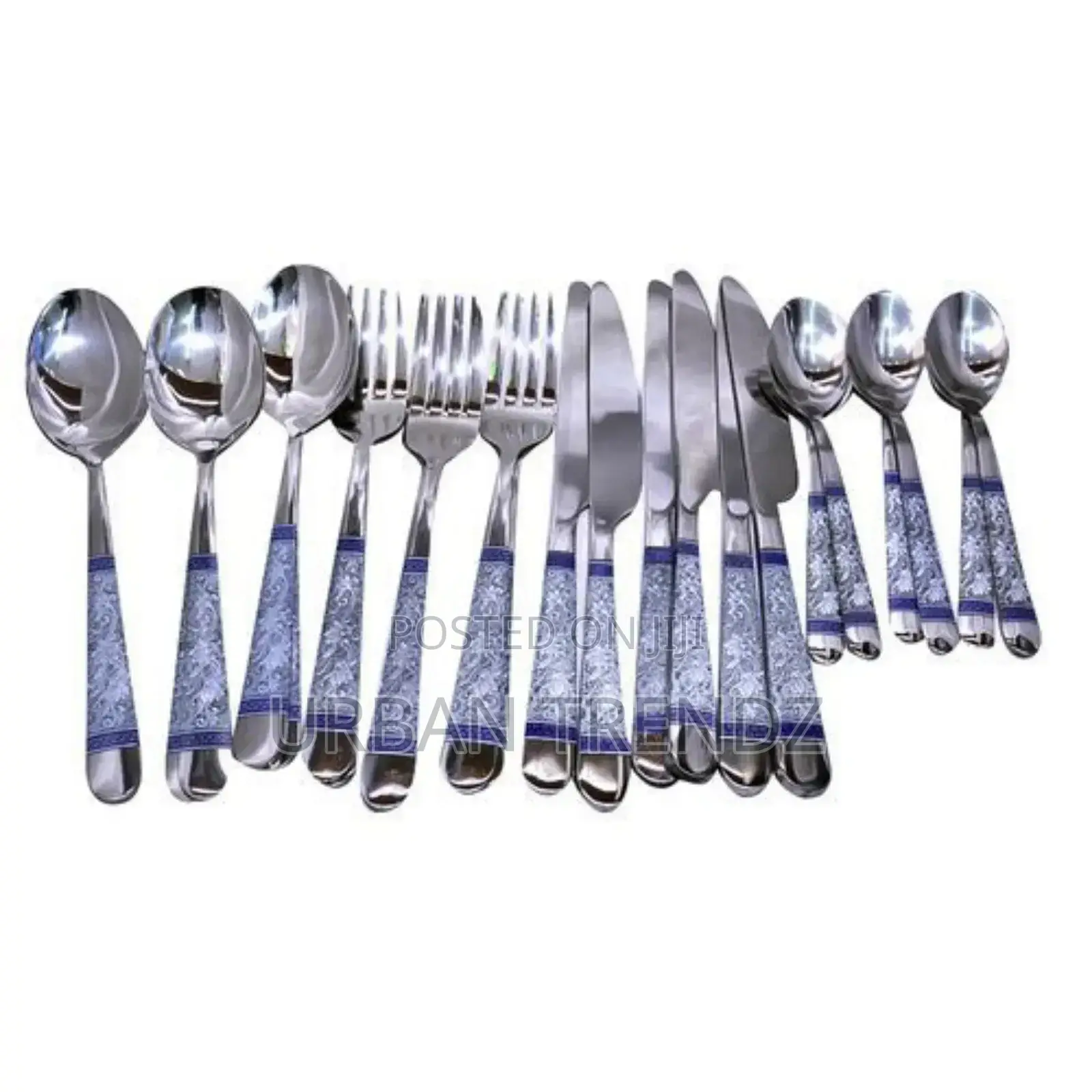 24 Piece Blue Flower Dinner Cutlery (Forks,Spoons Knives)