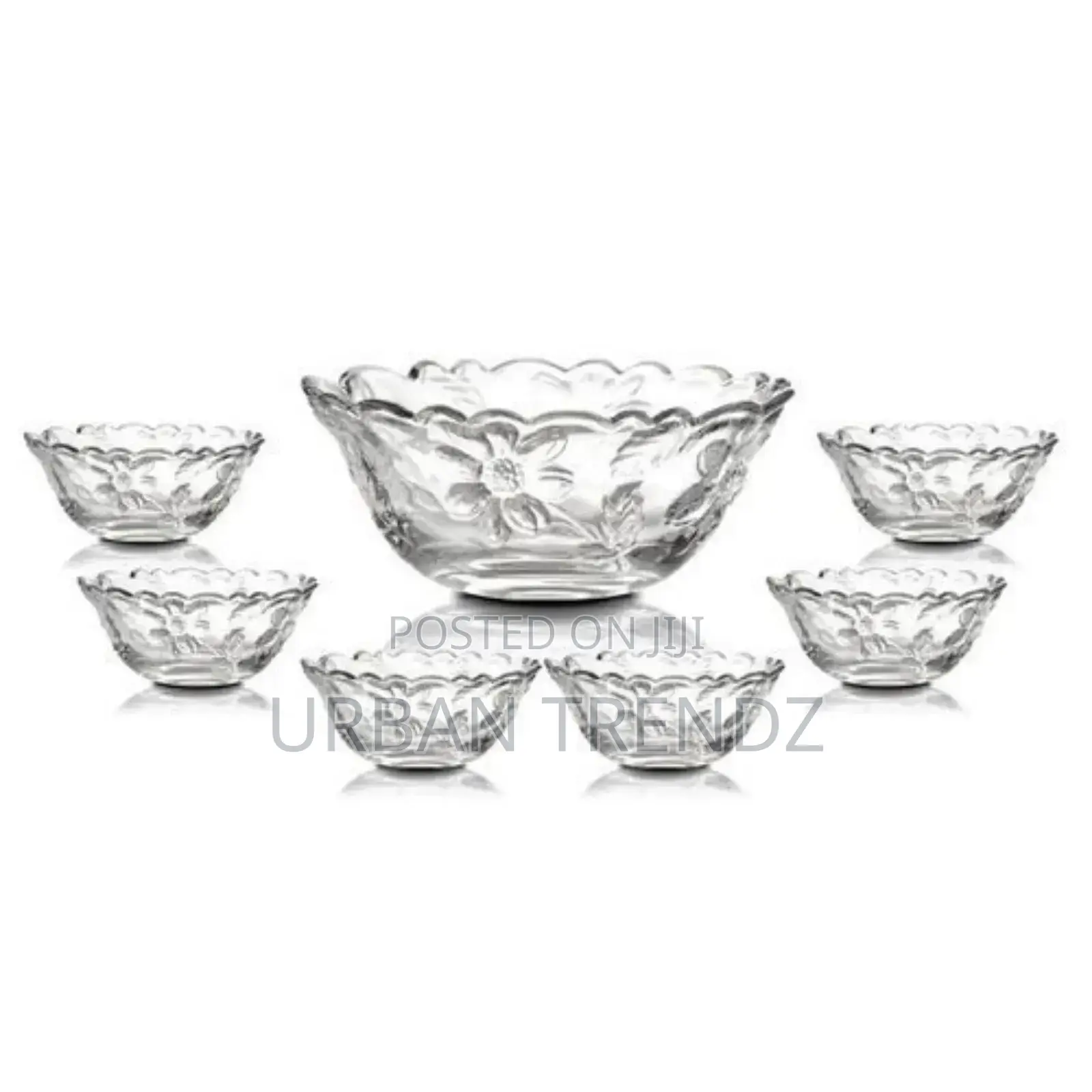 7 Piece Fruit Salad Serving Dishes/Bowls Set-Colourless