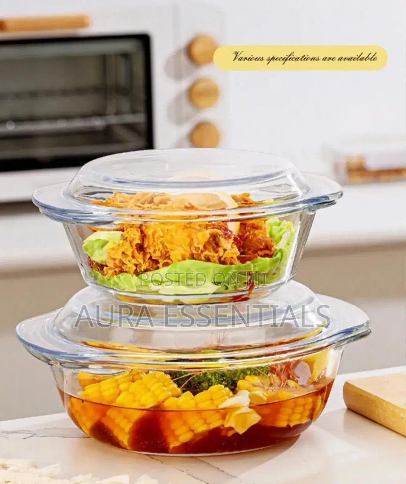 3pcs Crystal Glass Stew Pot With Lid