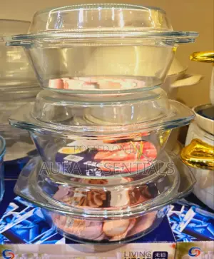 3pcs Crystal Glass Stew Pot With Lid