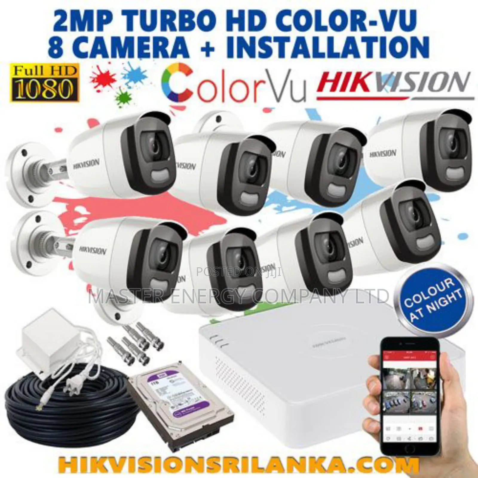 8 Channel CCTV Cameras Full Kit Colorvu 2mp Haf