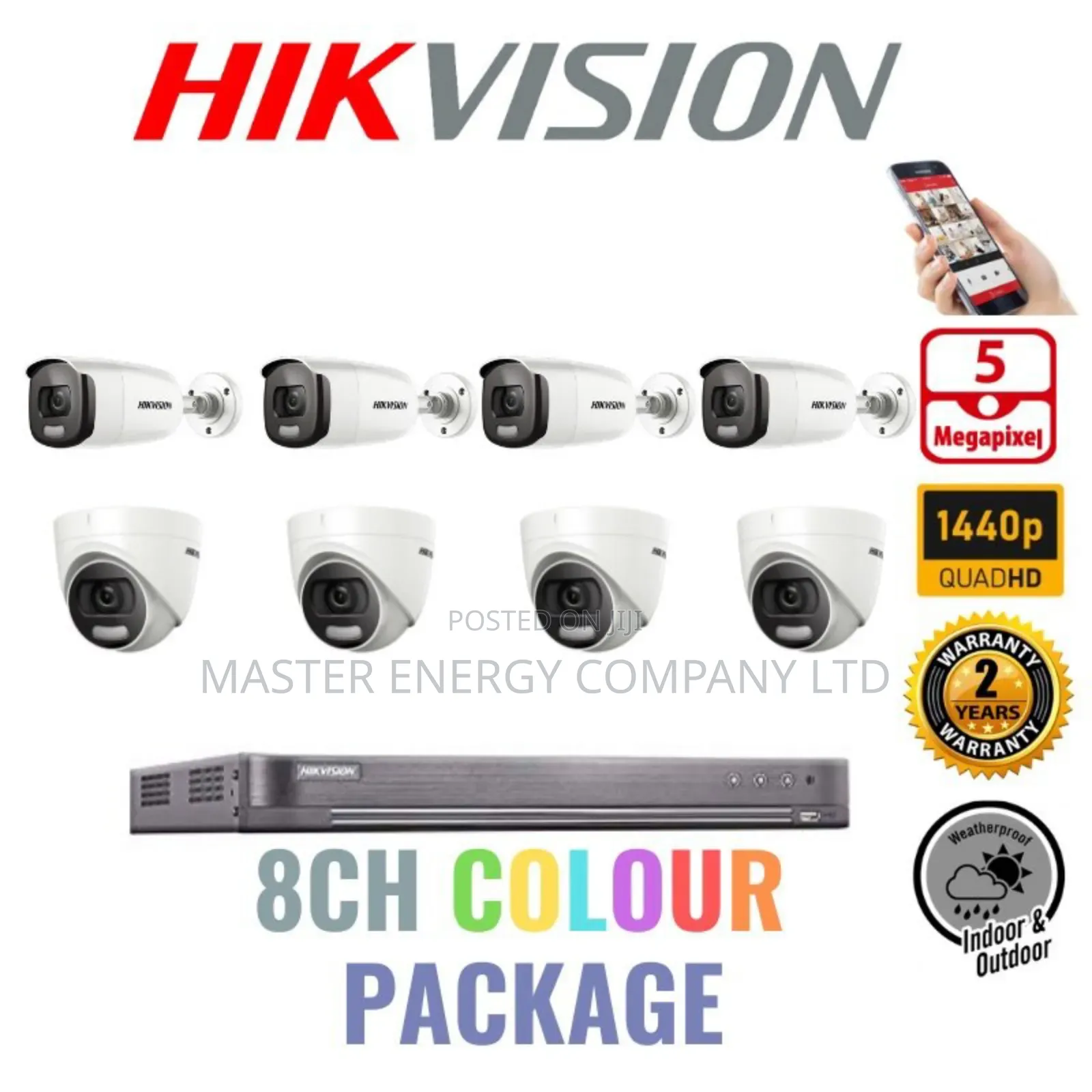 8 Channel CCTV Cameras Full Kit Colorvu 2mp Haf