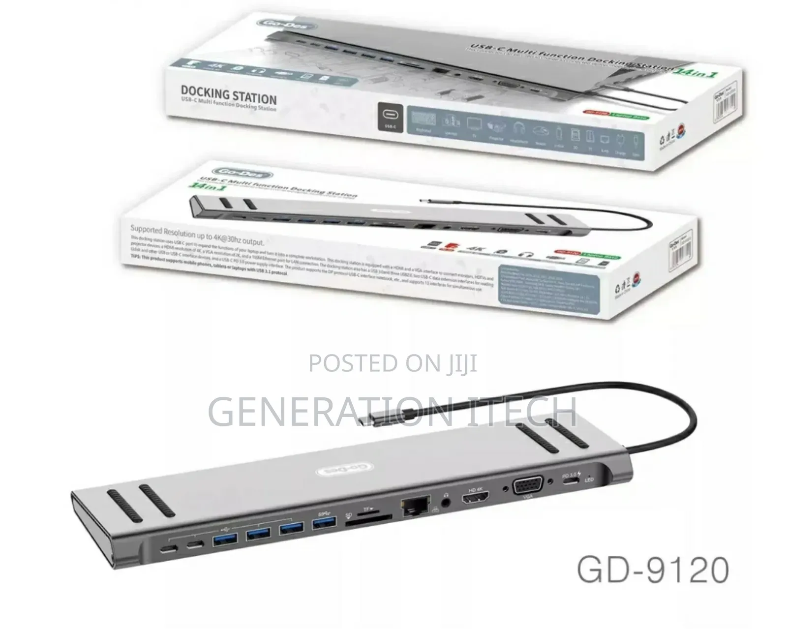 14in1 USB C Type-C Hub Docking Station Hdr, Vga, Rj45