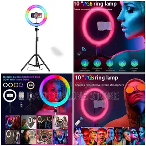26cm RGB Ring Light Photography Lighting Dimmable - Black