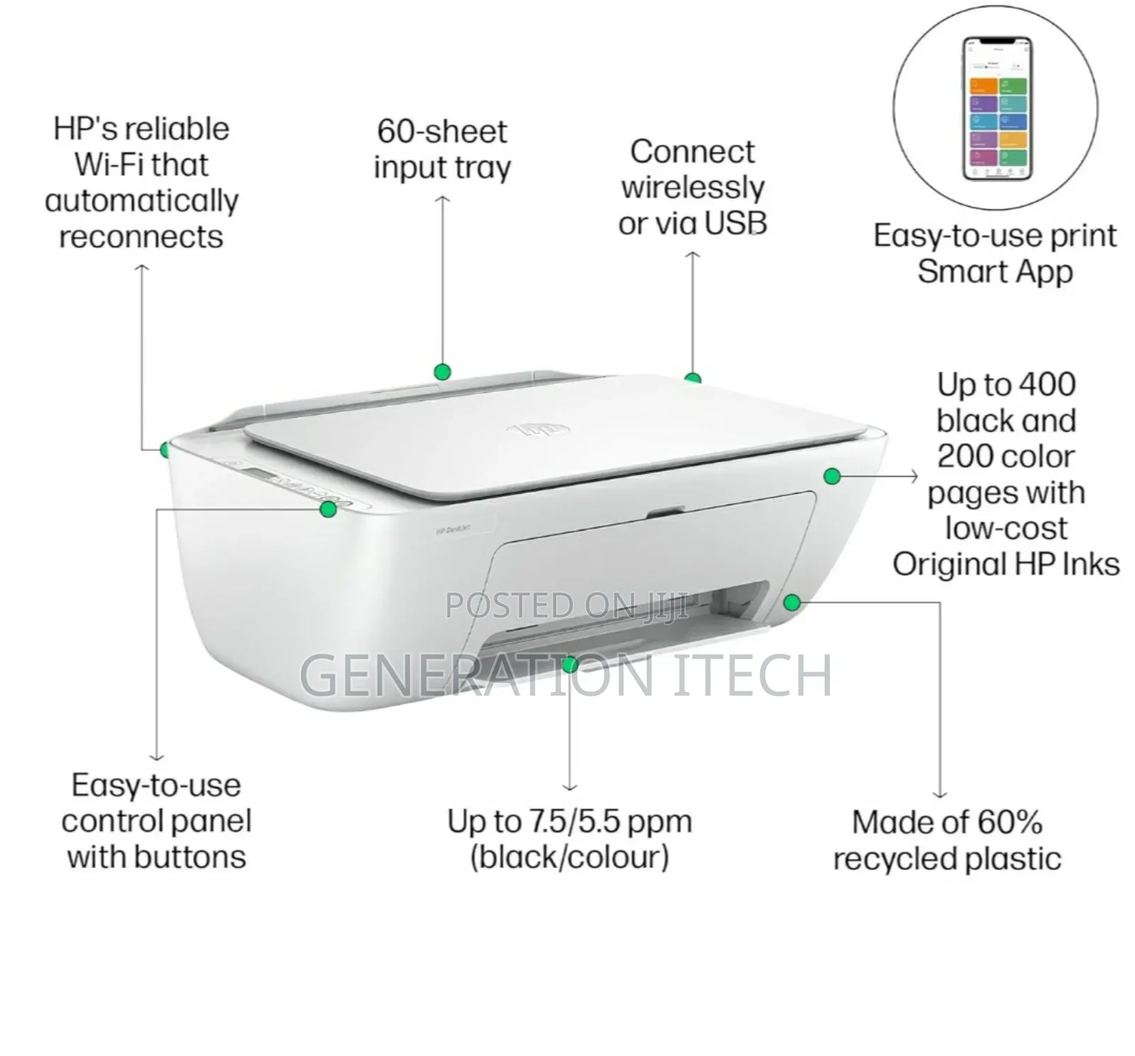 HP Deskjet Ink Advantage 2875 Wireless Print, Copy, Scan