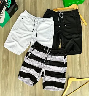 Casual Shorts. White, Black and Striped. 3pcs