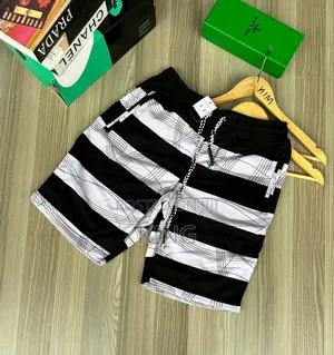 Casual Shorts. Striped Black and White