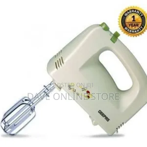 Geepas 5 Speed Hand Cake Mixer With Chrome Beater -White