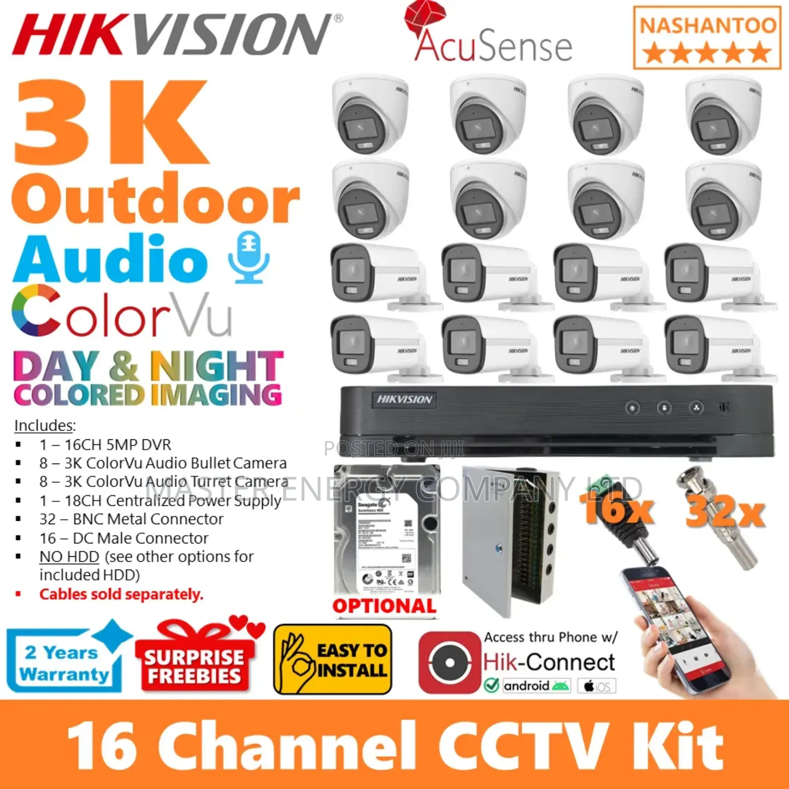 16 Channel 2mp CCTV Cameras Full Kit Colorvu Noel