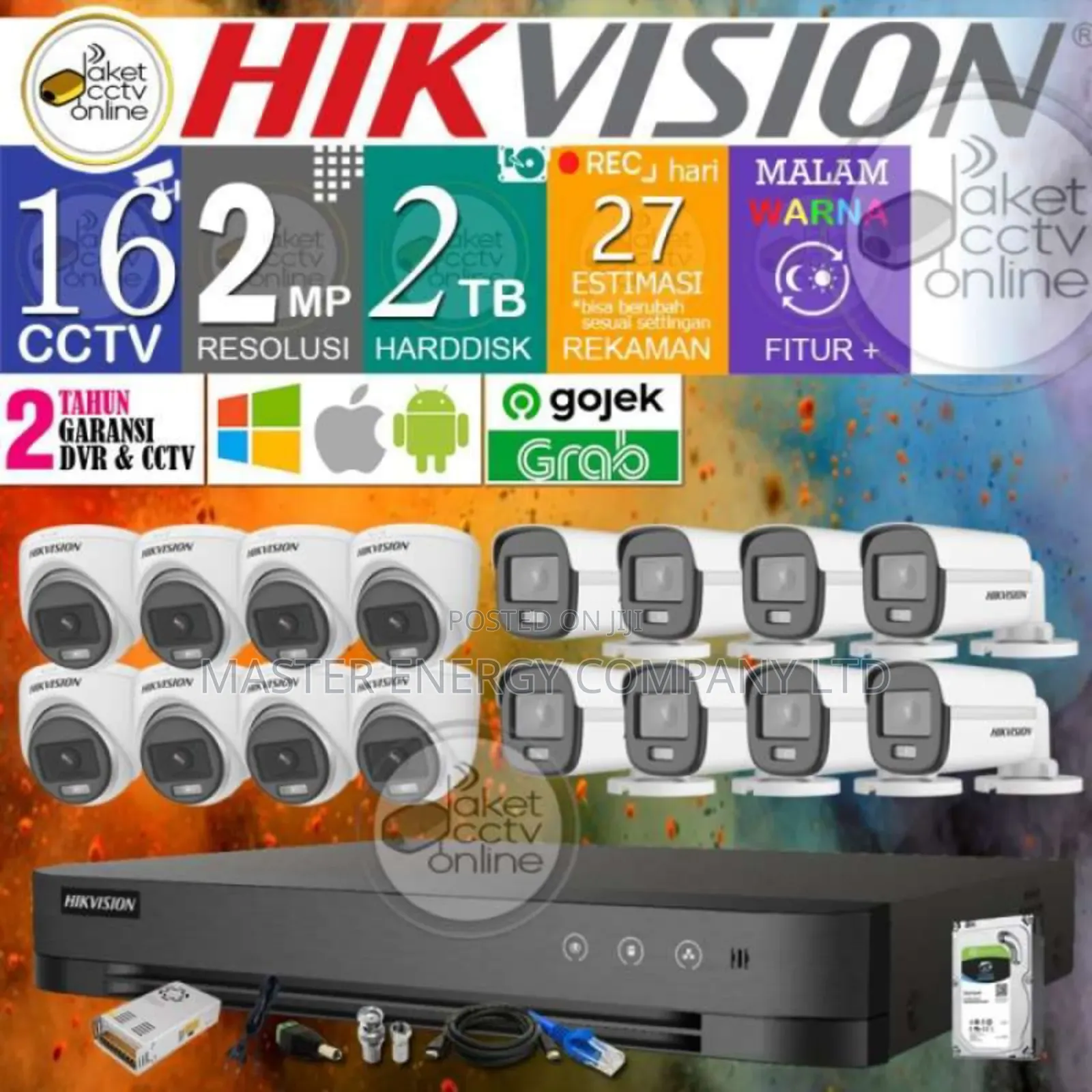 16 Channel 2mp CCTV Cameras Full Kit Colorvu Atuk