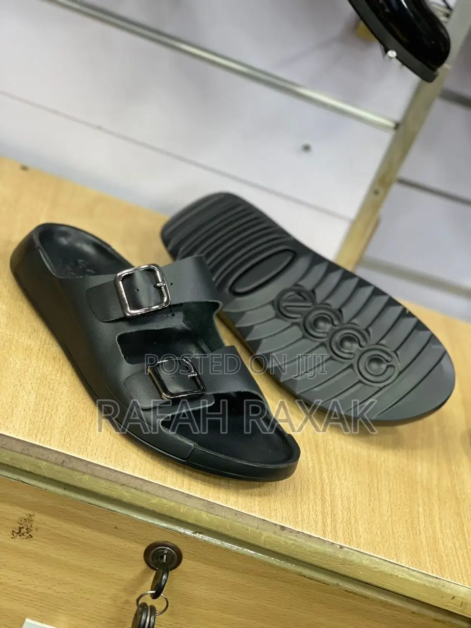 Original Triple Black Ecco Leather Sandals