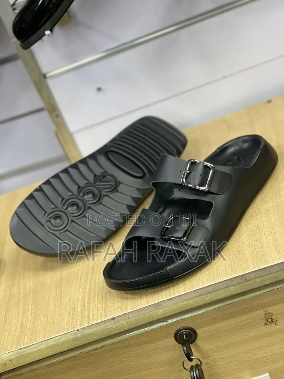 Original Triple Black Ecco Leather Sandals