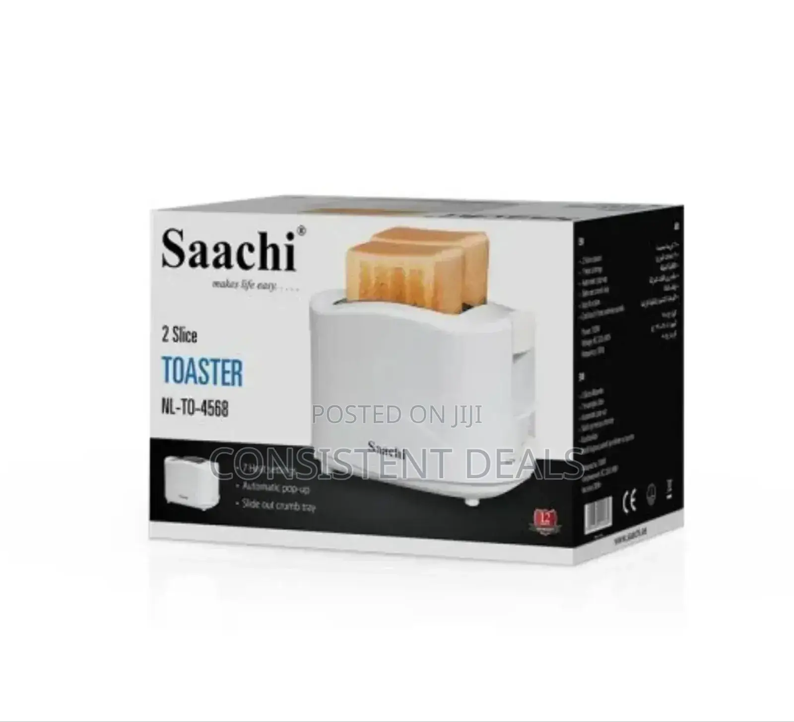 Saachi 2 Slice Bread Toaster Electric Toaster