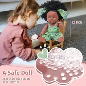 12 Inch Newborn Baby Dolls, African American Baby Black