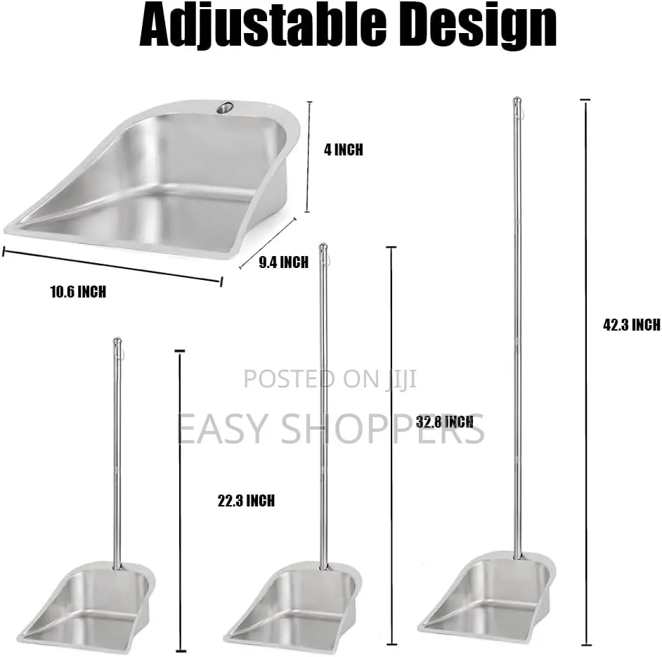 Dust Pan Long Handled Stainless Steel Pole