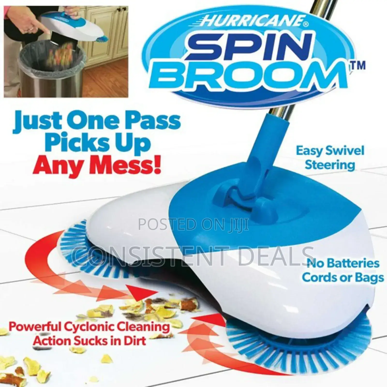 Hurricane Spin Broom Cordless Brush Cleaner/Sweeper