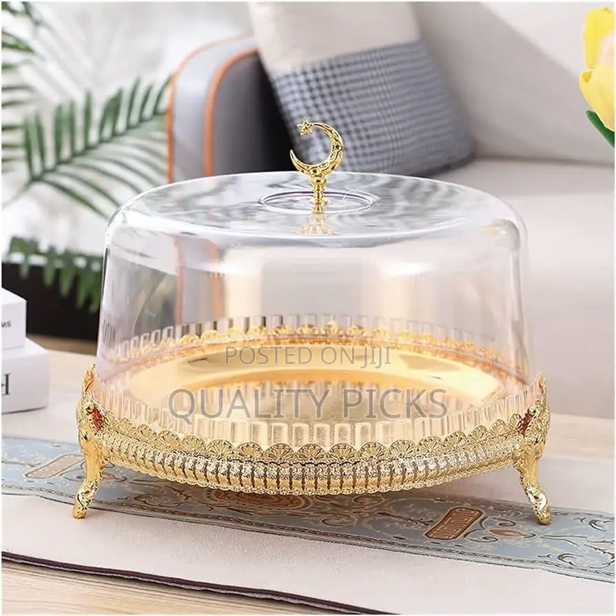 Gold Cake Stand With Acrylic Lid