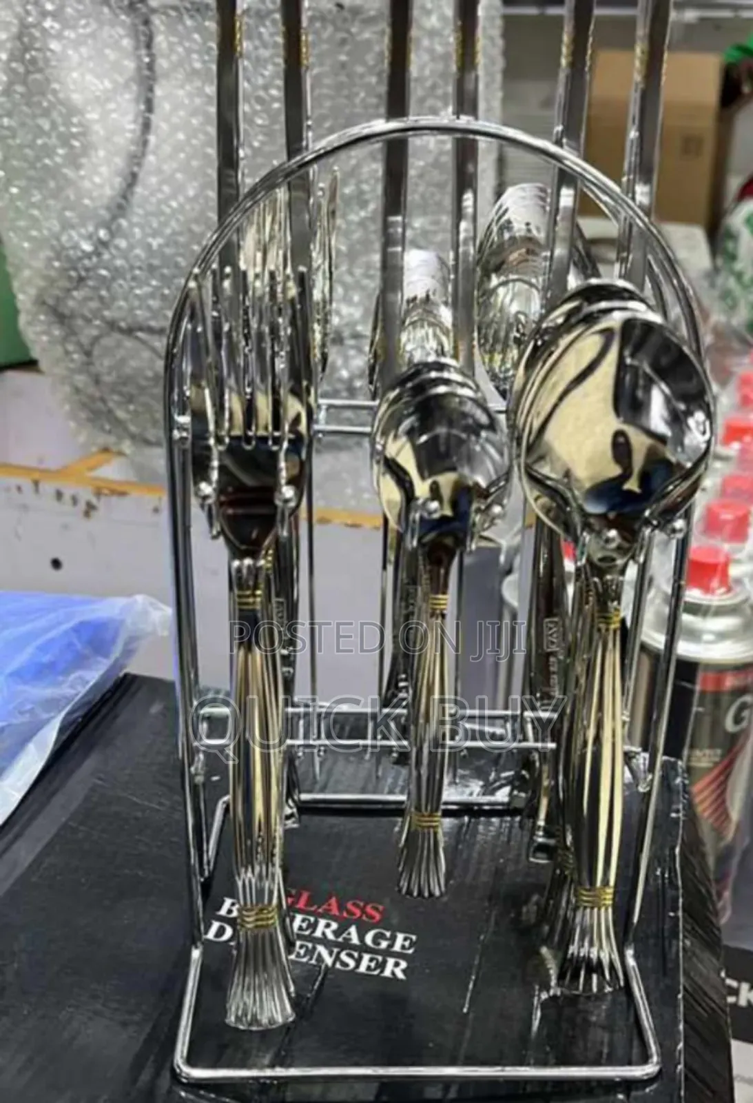 Elegant Self Design Stainless Cutlery Set Forks Spoons/24pcs