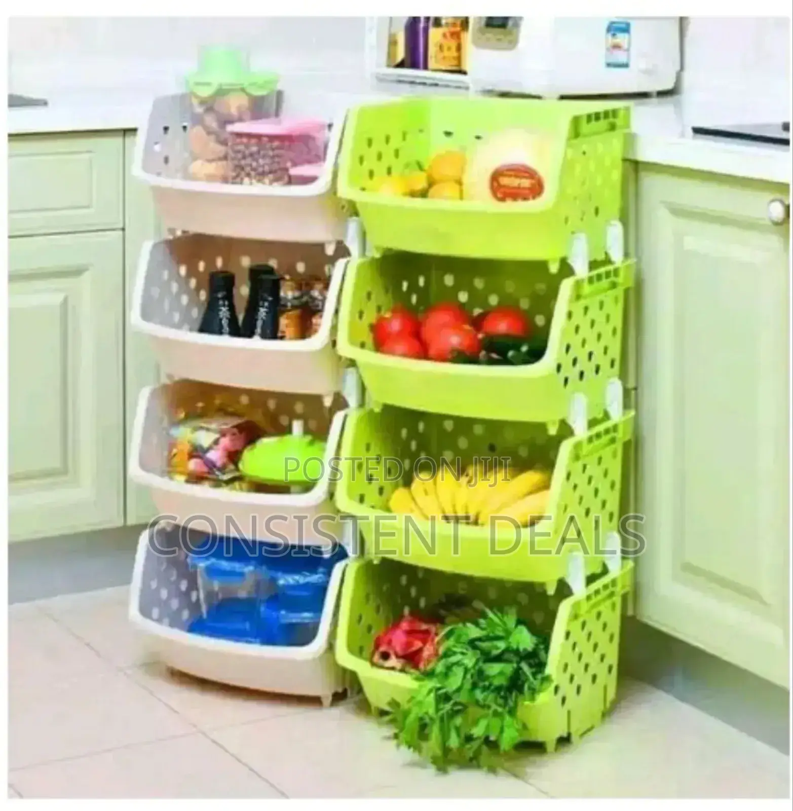 4 Tier Plastic Kitchen Storage Rack Organizer