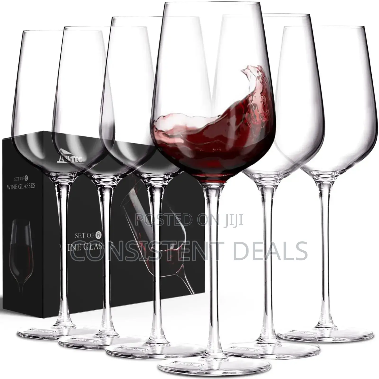 6pcs Crystal Stem Italian Wine Glasses