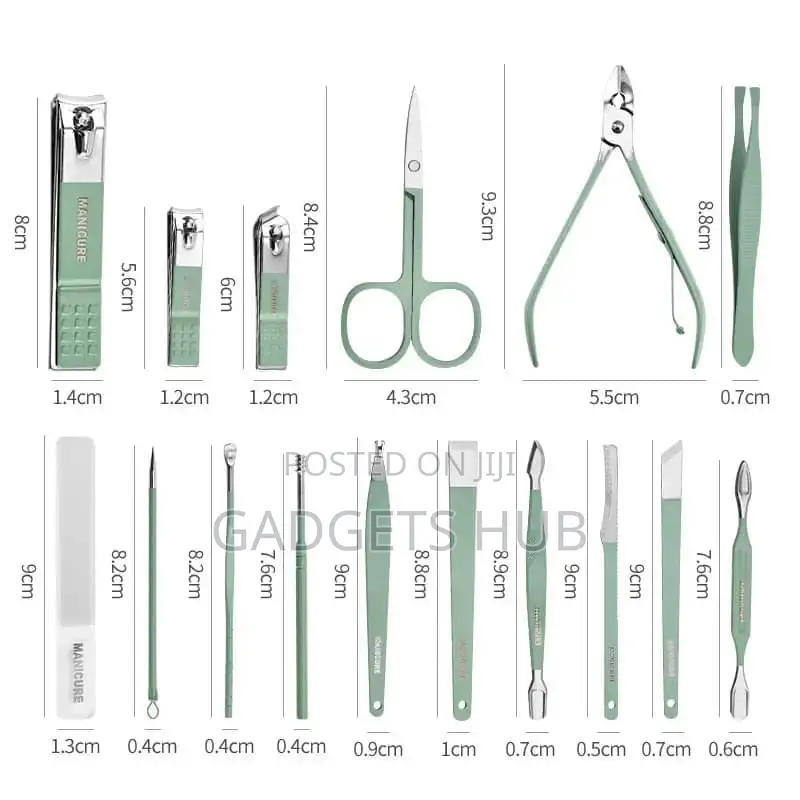 16pcs Nail Clippers Set Pedicure Kit Stainless