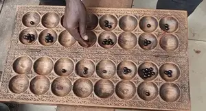 New African Wooden Omweso Board Game