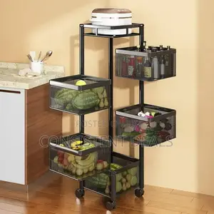 5 Tier Square Shaped Rotating Kitchen Storage Rack
