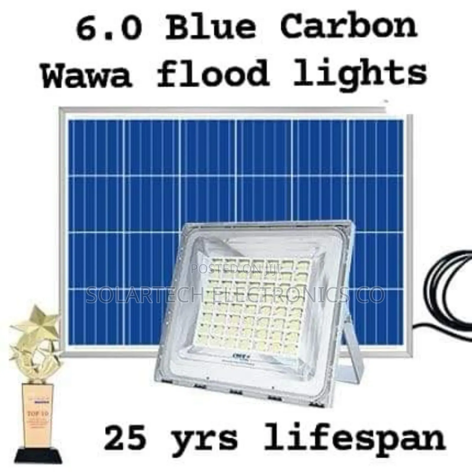 600W Wawa Blue Carbon Solar Flood Lights TSR