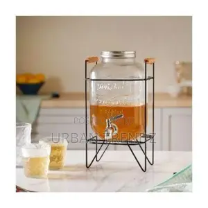 8 Liters Glass Dispenser With Iron Stand and Tap for Serving
