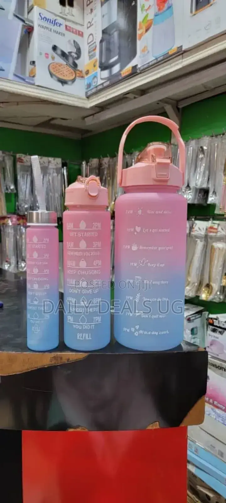 Pink and Coloured Water Bottle Set