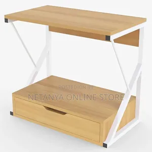 Microwave Oven Wood and Metal Shelf