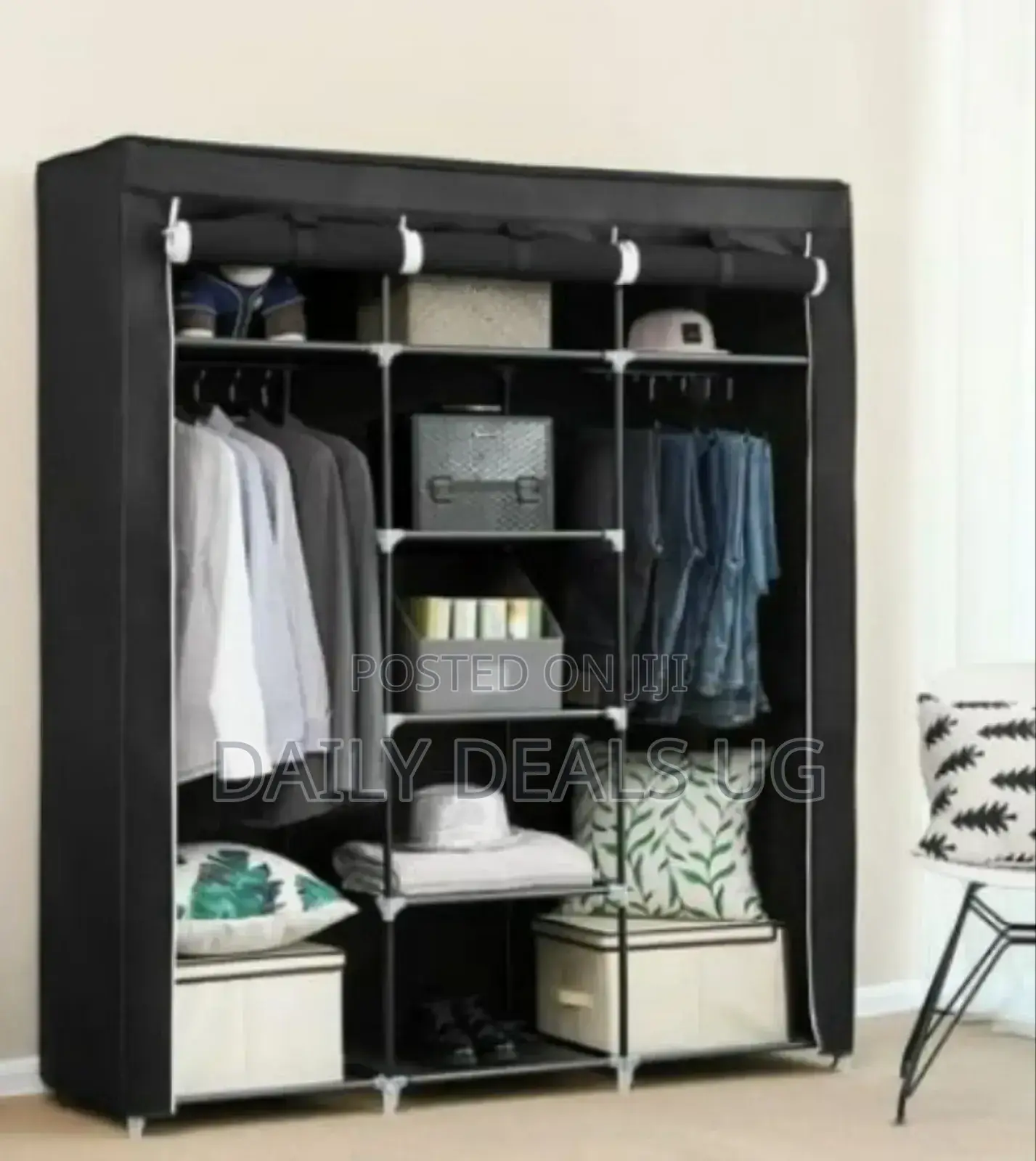Plastic Black Clothes Wardrobe