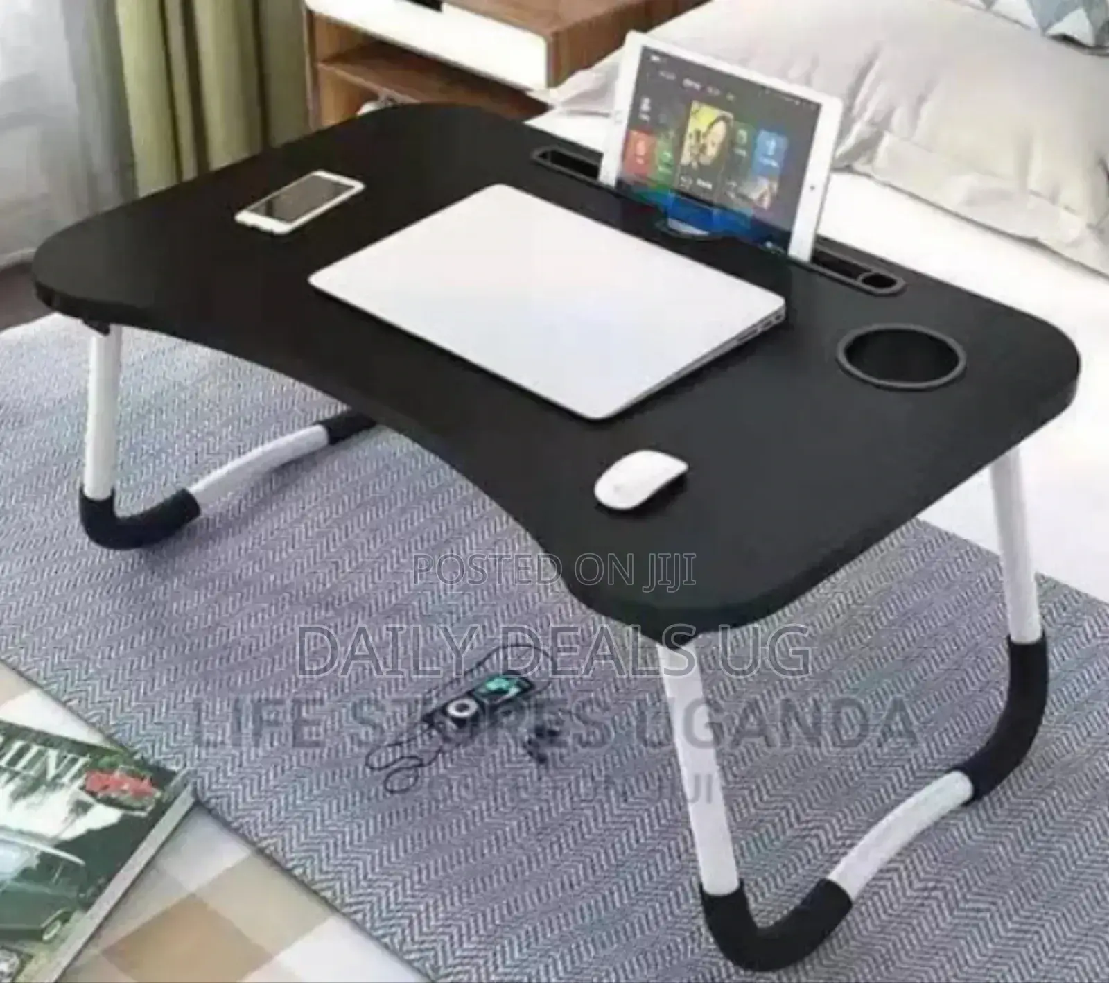 Black Adjustable Bed Table