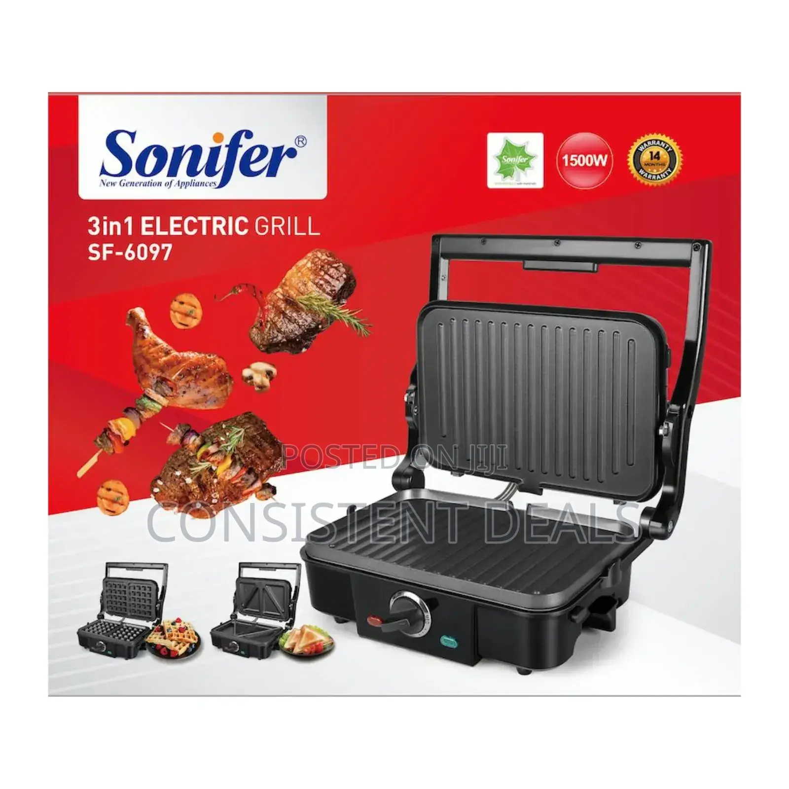 Sonifer 3in1 Electric Grill/ Waffle Maker